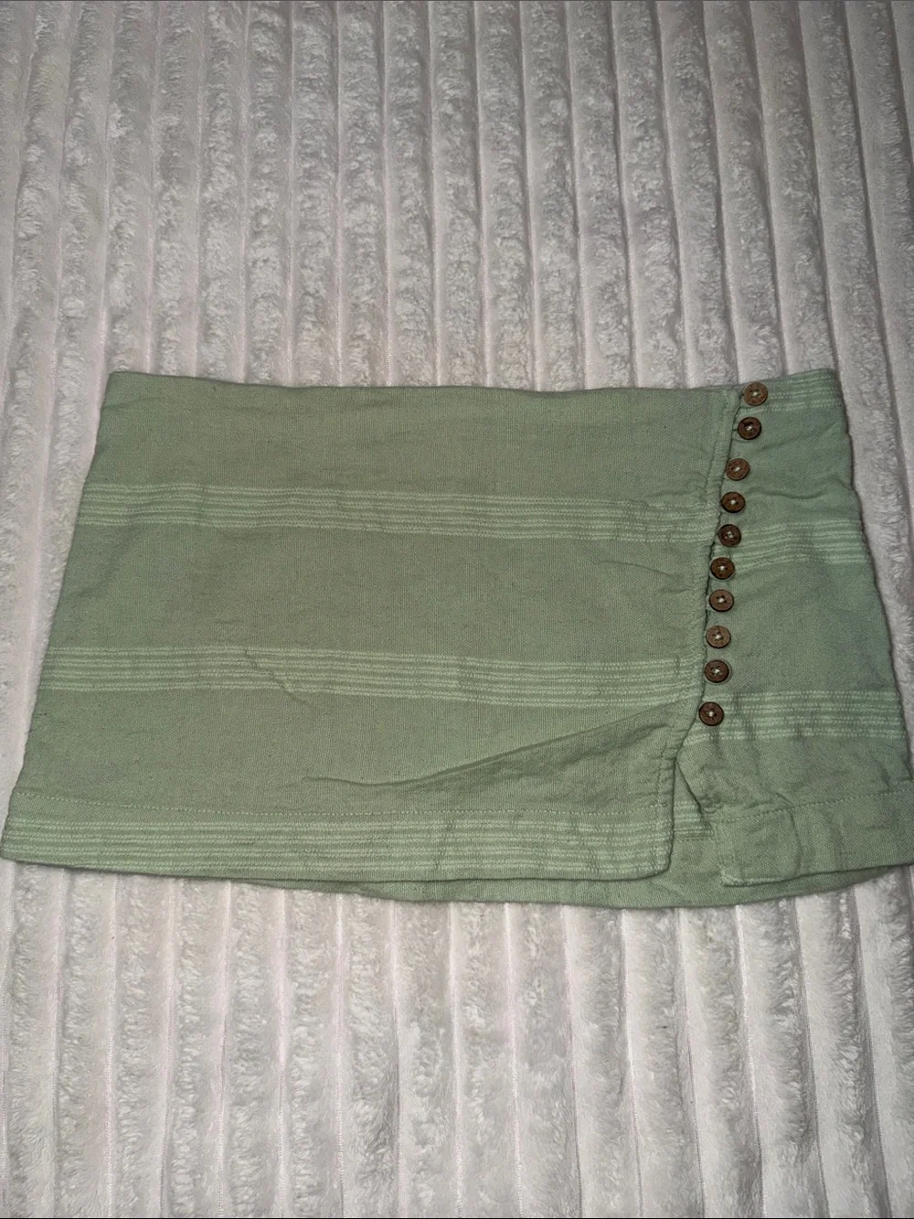 Free People Sage Green Button-Accent Mini Skirt | Size Medium